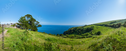 Panoramic view Dartmouth coast, Devon, UK