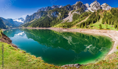 Big panorama of Gosausee lake in Gosau, Alps, Austria