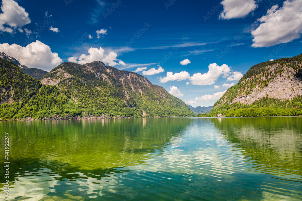 Alps reflecting in the mirror of the lake, Austria, Europe