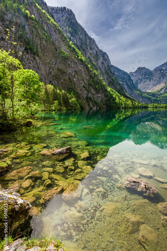 Obersee lake in Alps in spring  Germany  Europe