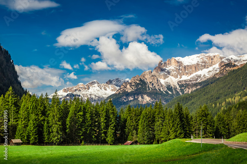 Beautiful view to valley in Dolomites, Alps, Italy, Europe