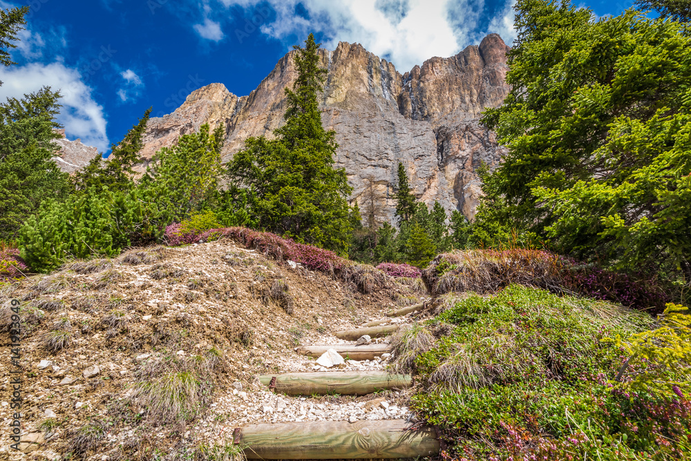 Small path to Dolomites in Italy, Europe