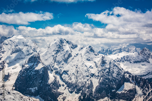Stunning view from top of Sass Pordoi, Dolomites, Italy, Europe