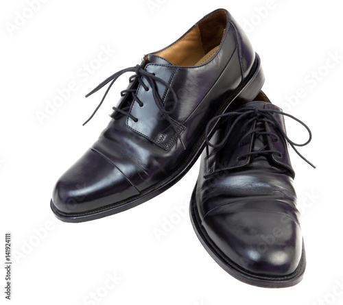 Mens shiny black dress shoes. isolated.