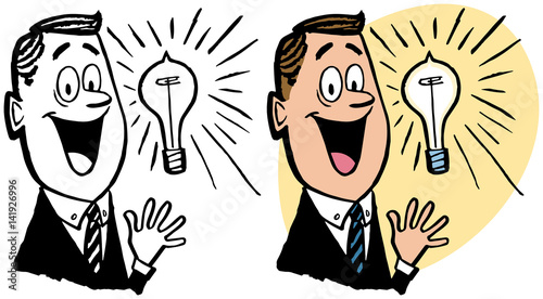 Man with a lightbulb representing an idea