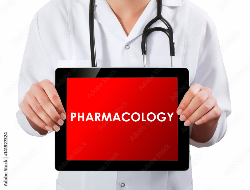Doctor showing digital tablet screen.Pharmacology Doctor showing digital tablet screen.Pharmacology