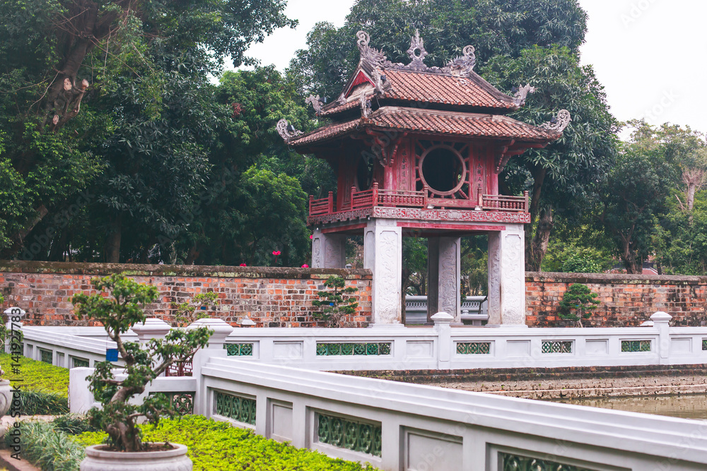 View of Vietnam capital city, Hanoi with traditional vietnamese architecture View of Vietnam capital city, Hanoi with traditional vietnamese architecture