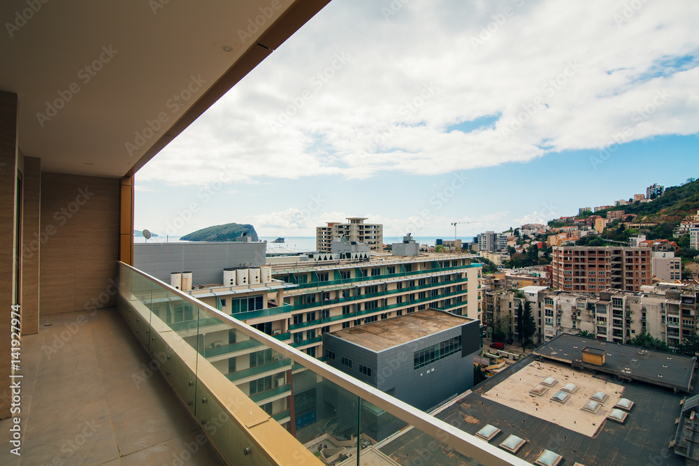 Budva, Montenegro, the view from the high-rise building in the city center
