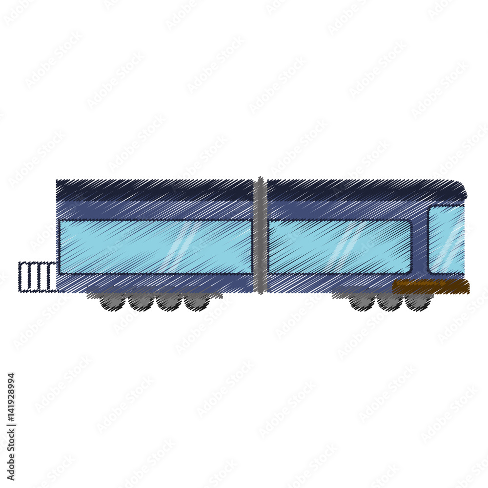 drawing blue drawing train wagon rail vector illustration eps 10 Stock ...