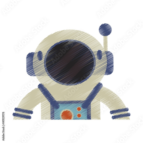 drawing astronaut suit helmet space vector illustration eps 10