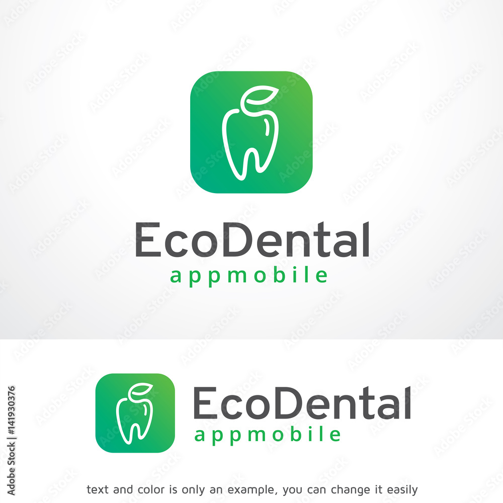 Eco Dental Logo Template Design Vector, Emblem, Design Concept