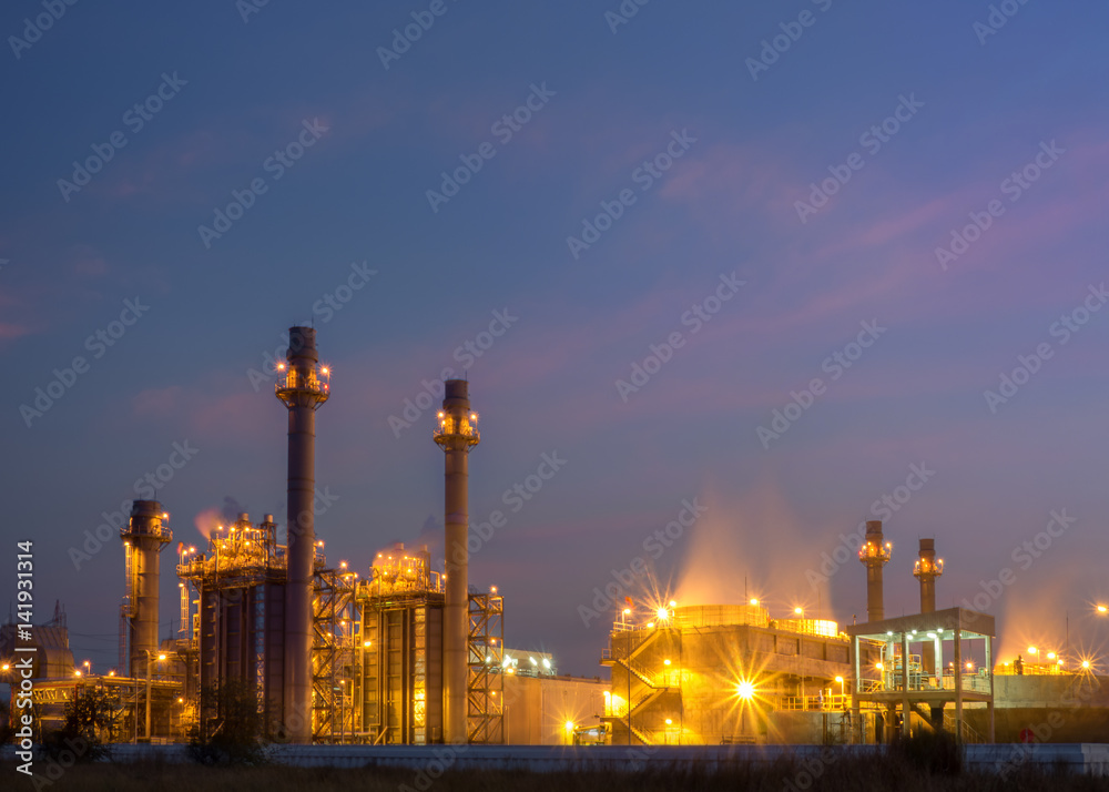 Twilight photo of power plant