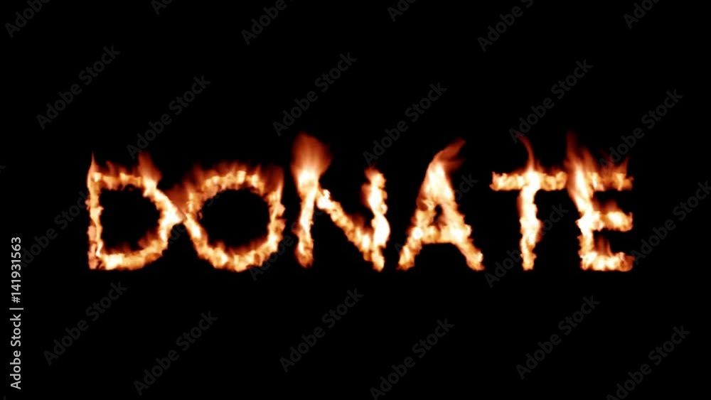 Donate hot text brand branding iron donation metal flaming heat flames 4K Donate hot text brand branding iron donation metal flaming heat flames 4K
