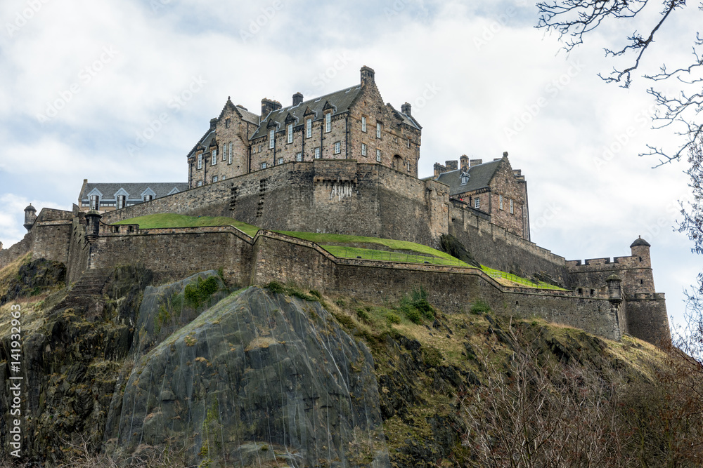 Edinburgh castle on a cloudy day, Scotland.