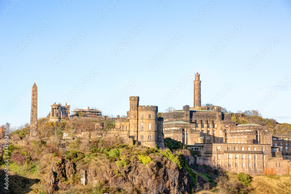 View of Calton Hill in Edinburgh Scotland