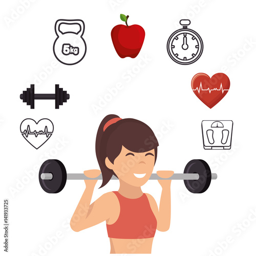 fitness lifestyle elements icons vector illustration design