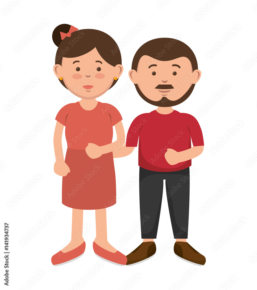 parent couple avatars characters vector illustration design