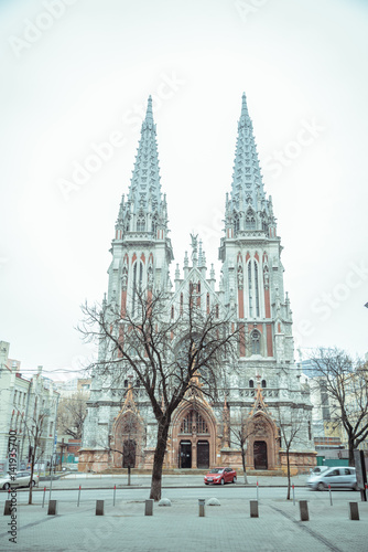 entrence of Gothic Church in cold spring day