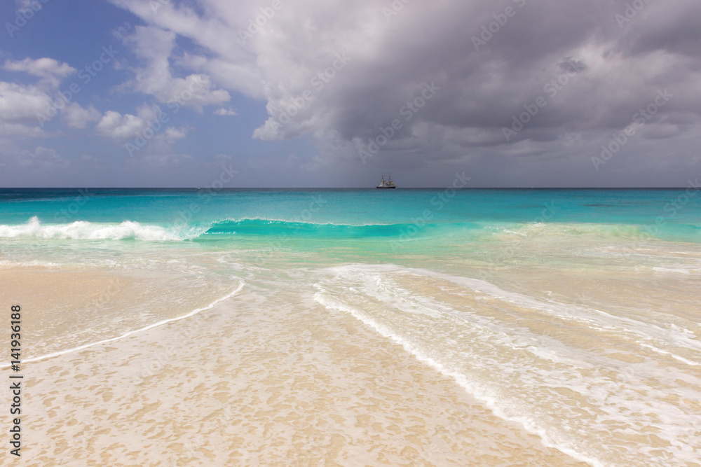 Turquoise water of caribbean sea in stormy whether Turquoise water of caribbean sea in stormy whether