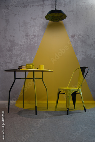 lamp lights on chair and table photo