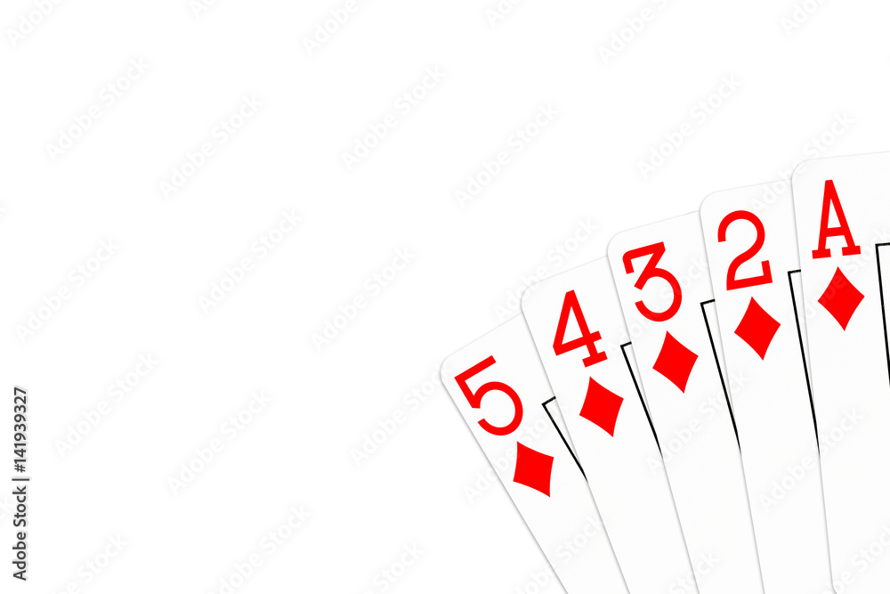 poker hand 5 high straight flush (steel wheel) in diamonds