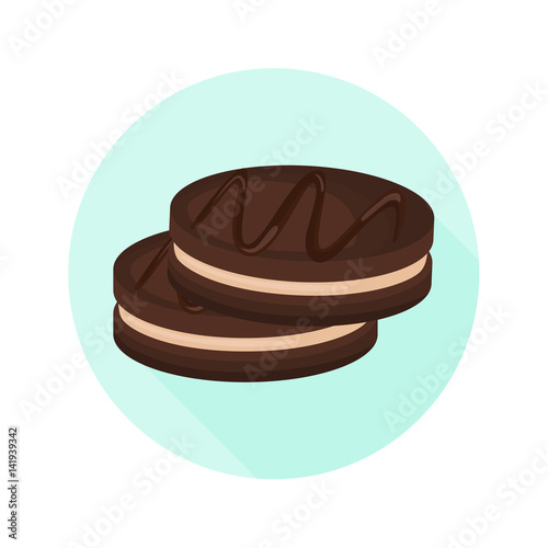 Chocolate cookies color flat icon for web and mobile design