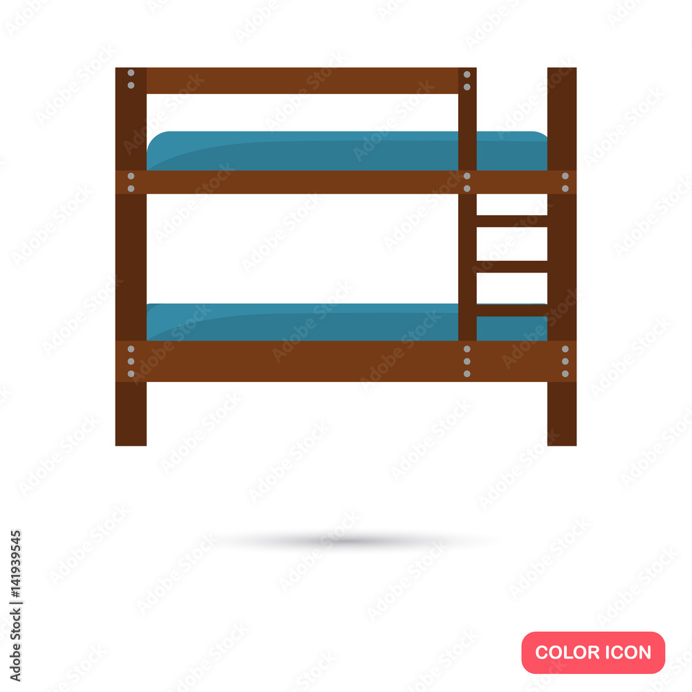 Two-story bed color flat icon for web and mobile design