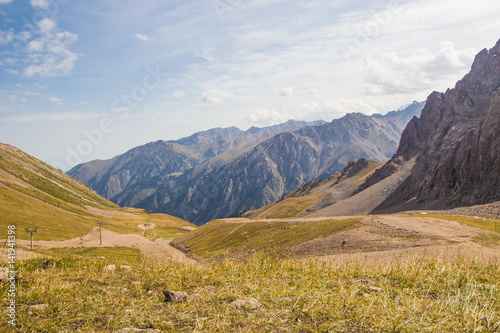 Panoramic view from Talgar Pass in Tien Shan mountains, Almaty, Kazakhstan