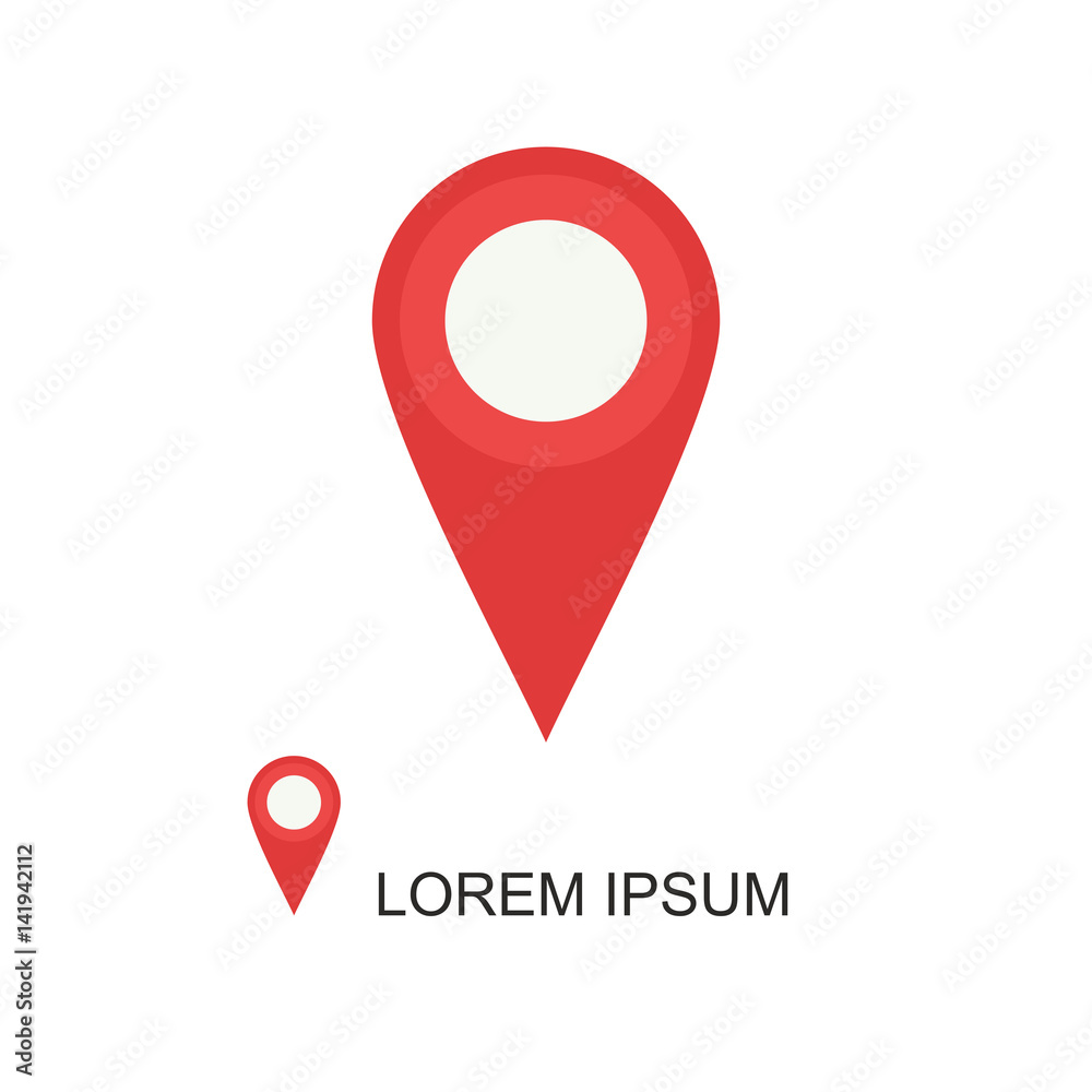 Red geolocation icon on white background Red geolocation icon on white background