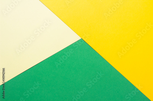 Geometric composition with white, green and yellow sheets