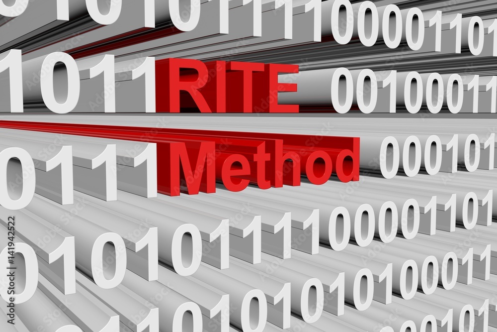 RITE Method in the form binary code 3D illustration
