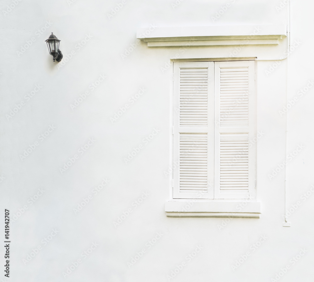 vintage window on clear white wall