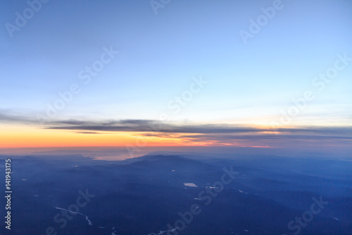 View of Aegean region of turkey from sky during sunset © muratani