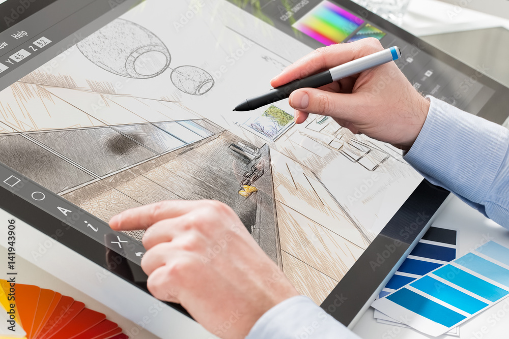 Obraz premium Designer designs the interior of the house.