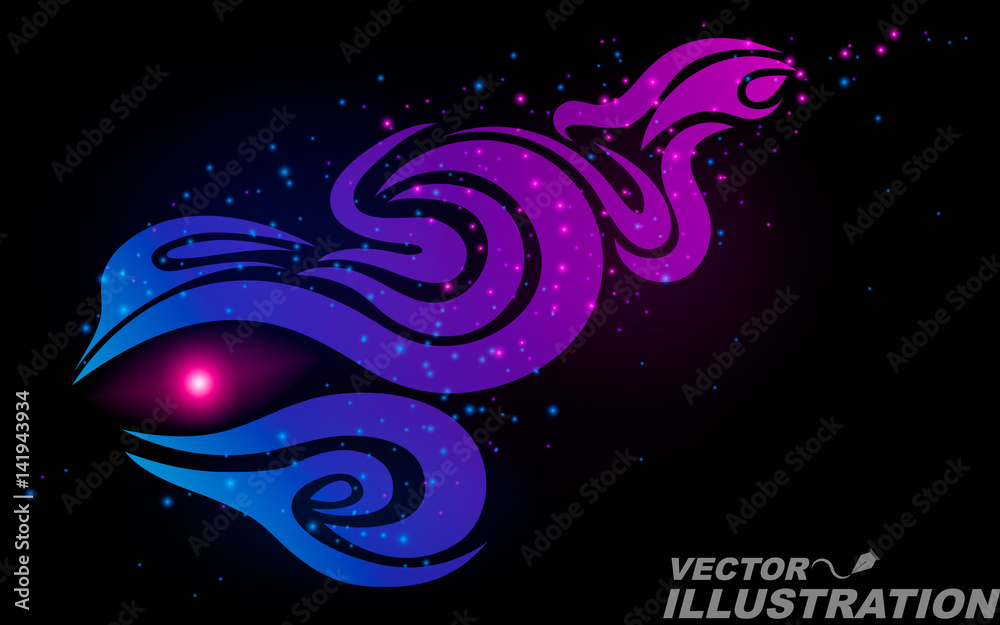 Fototapeta premium Glowing pattern and eye purple-blue color