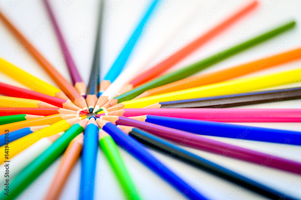 Sharp colorful pencils in circle