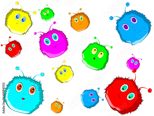 Round fluffy monsters for children