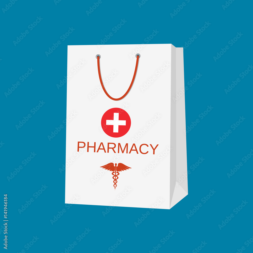White shopping bag for medical pills