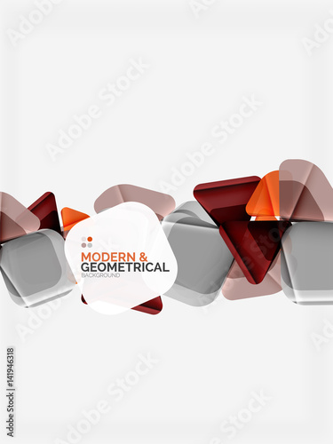 Color glossy squares with round angles, composition with sample text