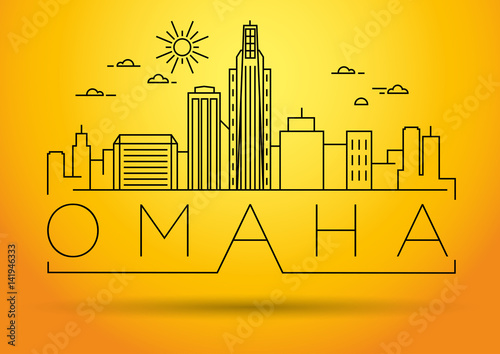 Minimal Omaha Linear City Skyline with Typographic Design