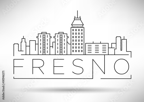 Minimal Fresno Linear City Skyline with Typographic Design photo