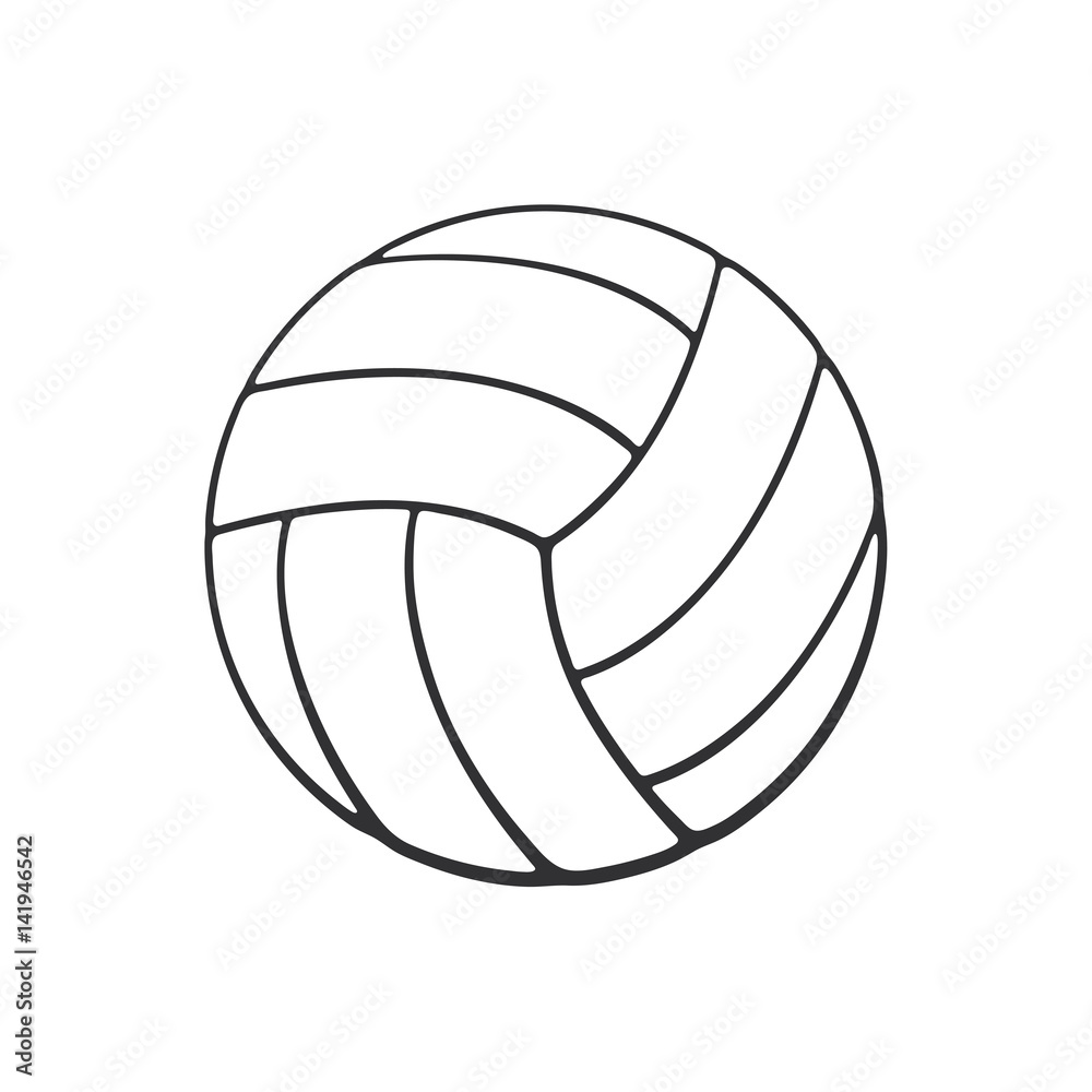 Vector illustration. Hand drawn doodle of leather volleyball ball ...