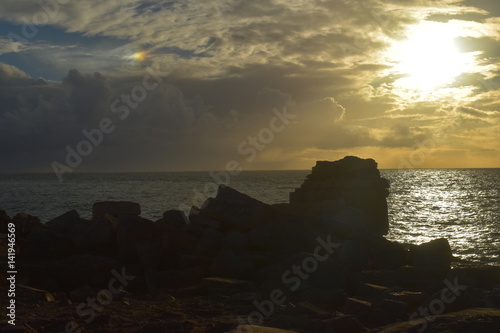 Pulpit Rock at sunset portland bill Dorset 