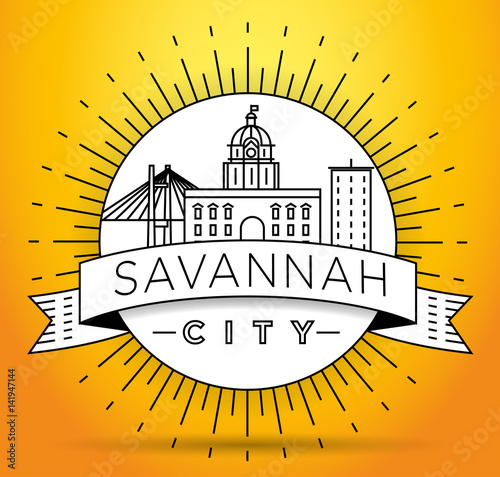 Minimal Savannah Linear City Skyline with Typographic Design