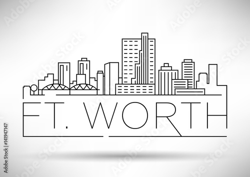 Minimal Ft. Worth Linear City Skyline with Typographic Design