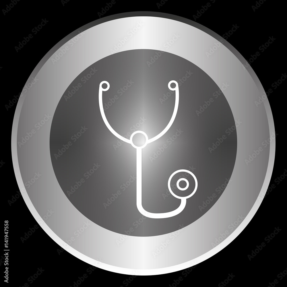 Stethoscop icon on a circle isolated on a black background Stethoscop icon on a circle isolated on a black background