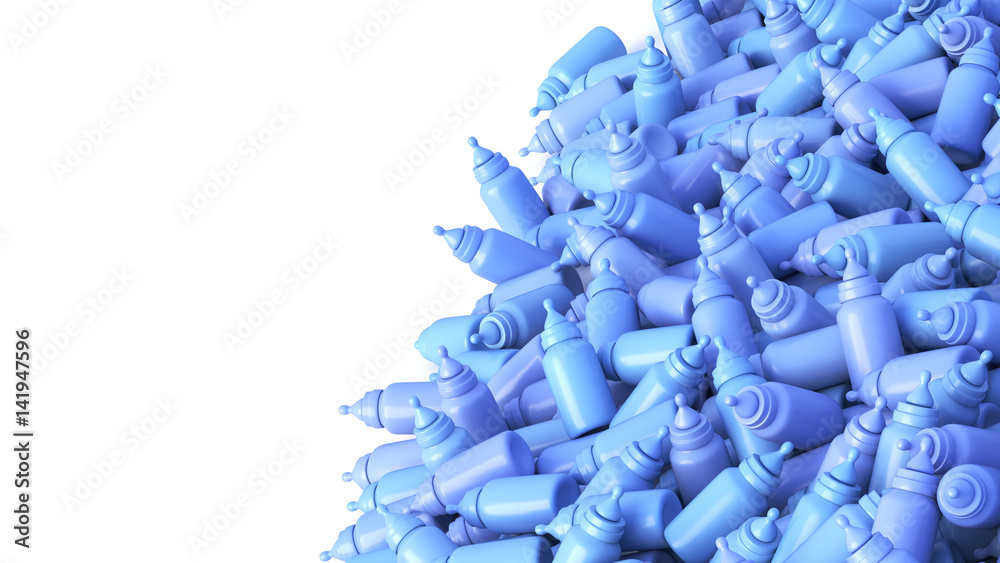 Infinite baby bottles background, original 3d rendering