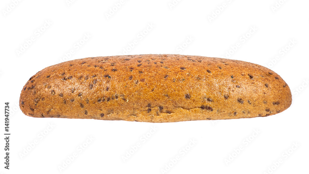 Dark rye bread with seeds on white background Dark rye bread with seeds on white background