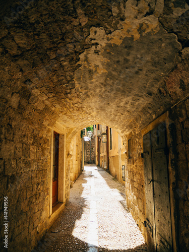 Fototapeta Naklejka Na Ścianę i Meble -  Dubrovnik Old Town, Croatia. Inside the city, views of streets and houses. Photos inside the city.