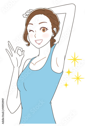 きれいなワキの女性のイラスト